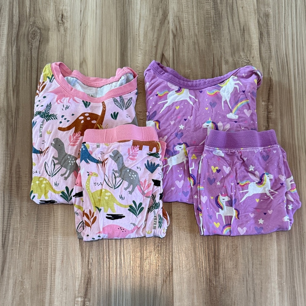 Little Sleepies Bundle of two size 5/6 Dinosaur and Unicorn Pajama sets
